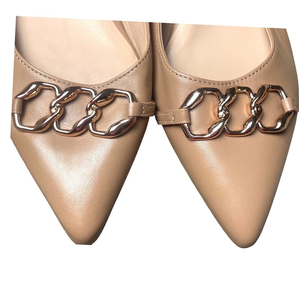 27 Edit Naturalizer Women Tan Pointed Toe Chain Link Leather Flats Size 8.5 - Picture 8 of 8